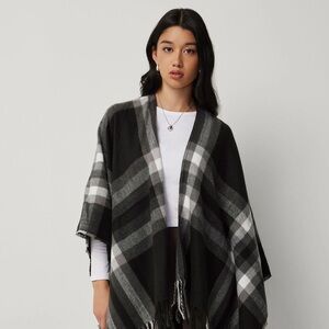 Black and Gray Plaid Sweater Scarf Shawl